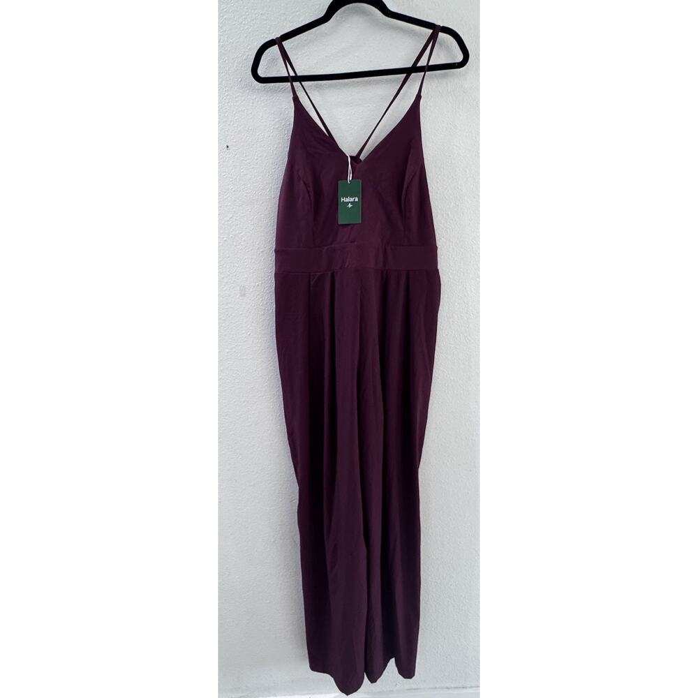New Halara Play It My Way Wine Stretch Jumpsuit Wide Leg 1X Lounge Comfort